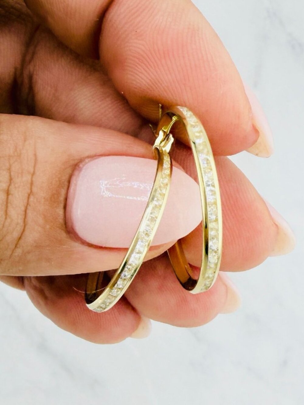 Real 10K Gold Hoop Earrings endless design - Arracadas
